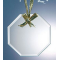 Alicia Beveled Economy Octagon Ornament w/ Gold Ribbon - Jade Glass